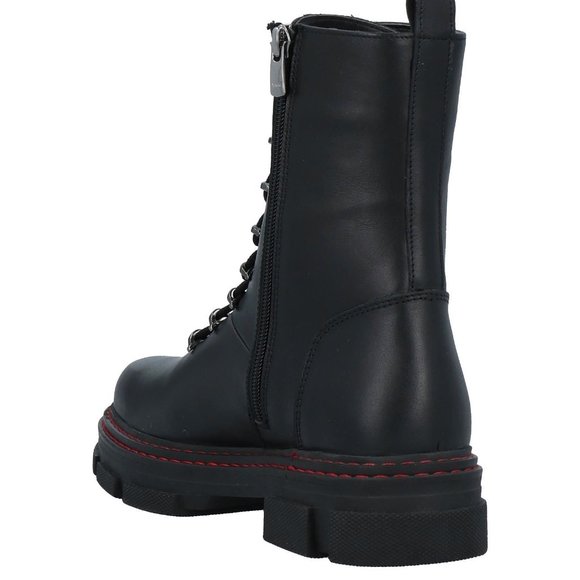 NIB Kurt Geiger London Black Leather Lace or Zip Combat Boots Cool Details! - Picture 6 of 14